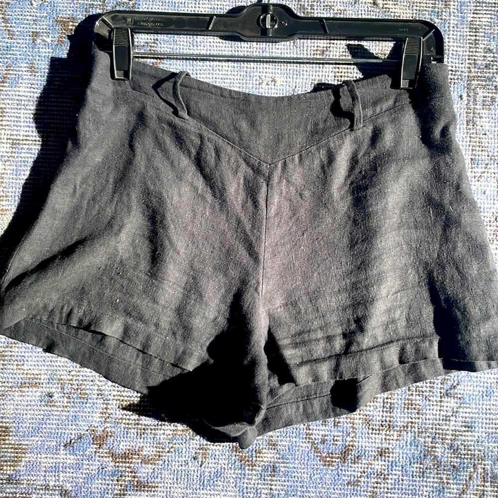 Black Linen Reformation Shorts